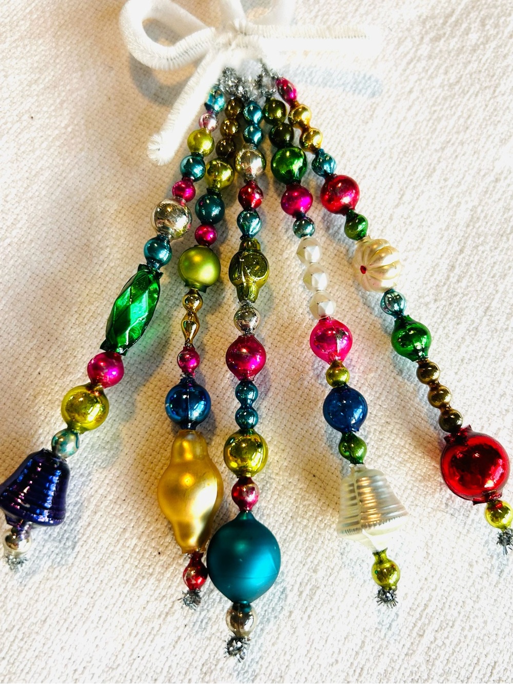 Vintage repurposed mercury glass garland bead icicle holiday Christmas ornaments